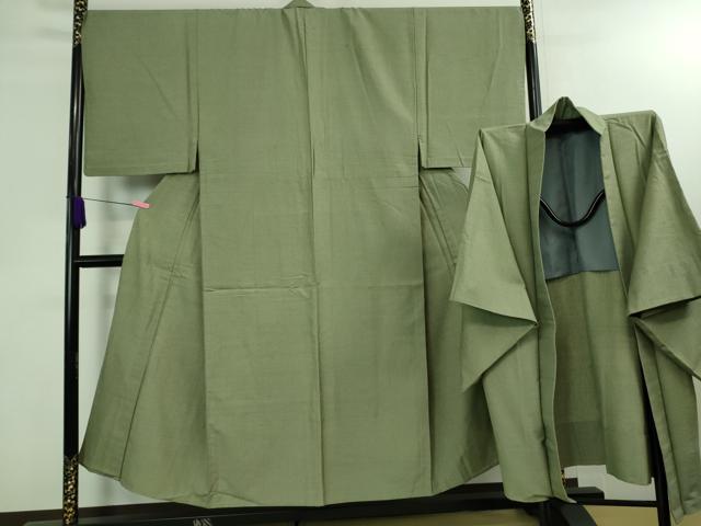 長閑やかさ屋中央局■より良い 成人男性 結城紬 合奏団 長羽織 単衣 100亀甲 総端っこ 深川薄墨色地 珠玉 DZAA8061kh5