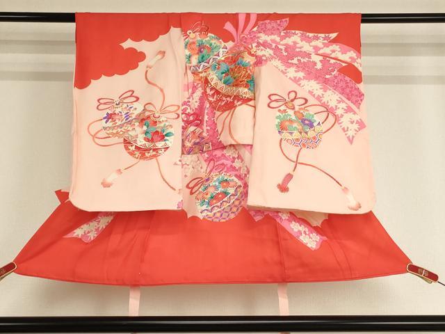平和屋着物[]七五三　女の子　３歳　祝着　一つ身　鈴花文　金彩　逸品　AABE2389ja｜平和屋