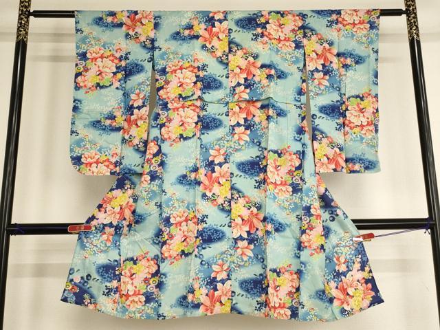 平和屋着物∵子供　女の子　小紋　単衣　草花文　暈し染め　AABE2398ja｜平和屋 17,316円