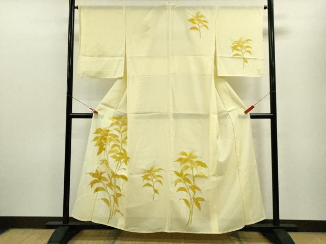 長閑やかさ屋御召しもの＊夏物 短い訪問着 絽 枝花文 銀彩 正絹 珠玉 CABB9746ze