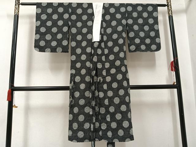 長閑やかさ屋御召しもの●長襦袢 単衣 丸文 黒地 AABH8389ph