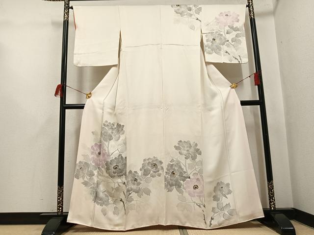平和屋着物●訪問着 手描き 草花文 正絹 逸品 AABH9626ph