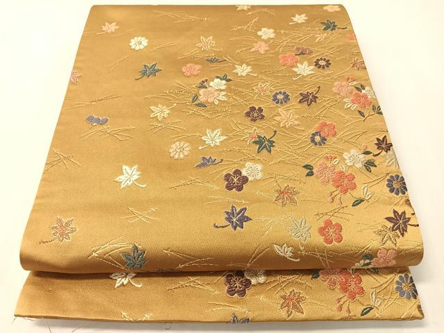 平和屋着物●六通柄袋帯　唐織　吹き寄せ　金糸　正絹　逸品　CABI4238vp｜平和屋