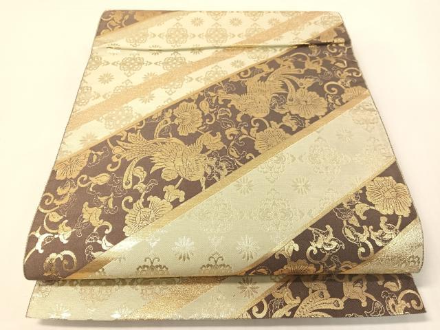 平和屋着物●六通柄袋帯　紹巴　更紗鳳凰文　金糸　正絹　逸品　CABI4239vp｜平和屋 24,336円