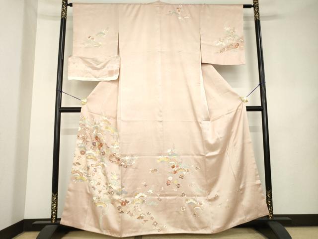 平和屋着物●創業460年・千總　訪問着　駒刺繍　吉祥花文　暈し染め　金彩　反端付き　正絹　逸品　AABL1434ck｜平和屋