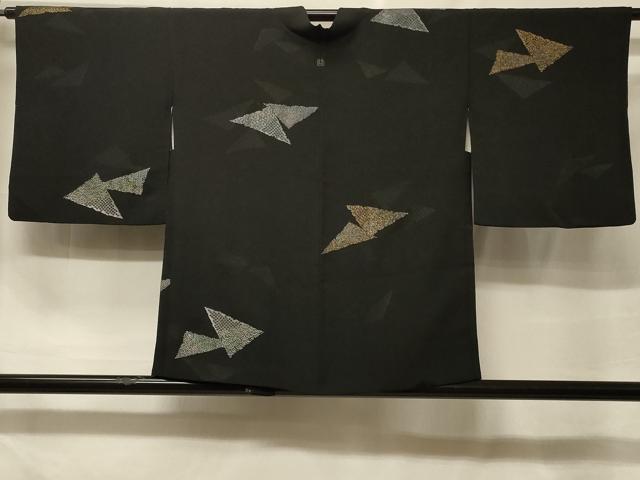 平和屋着物＃羽織　寿光織　切嵌文　黒地　金銀糸　正絹　逸品　CABF1465in｜平和屋