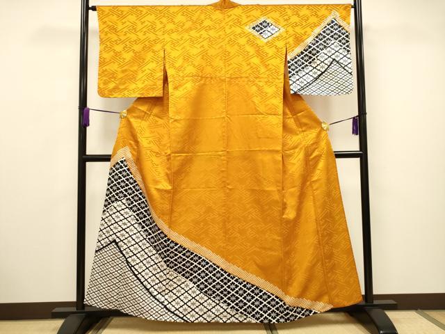 平和屋着物▽訪問着 単衣 桜斜線文 金彩 洗える着物 BAAT9121yc