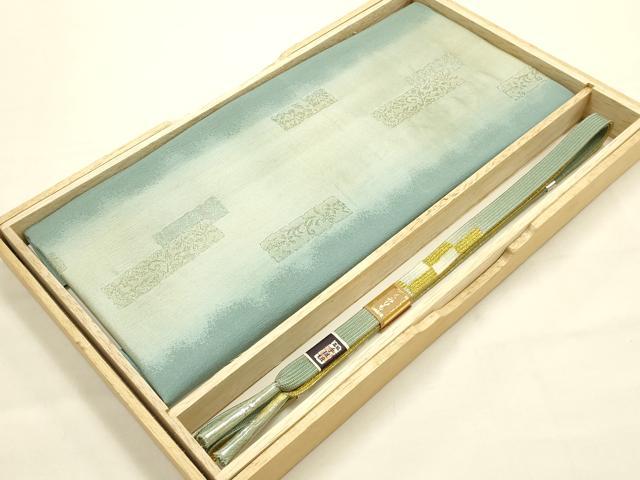 平和屋本店●和装小物 帯締め・帯揚げセット 高麗組 短冊花文 暈し染め 金糸 逸品 未使用品あり AABE9186ay|平和屋
