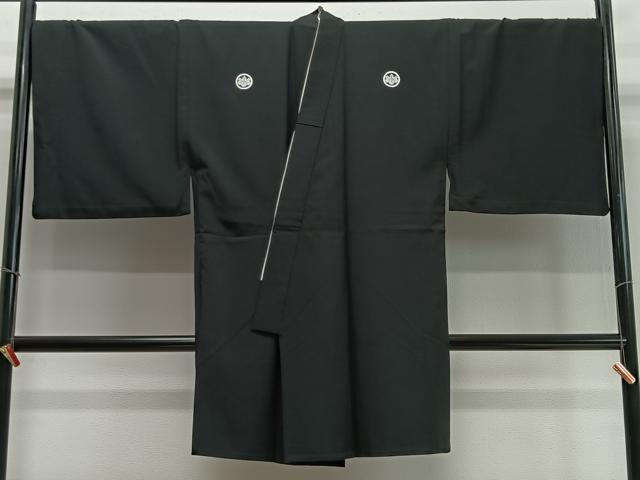 平和屋着物∞男性 長羽織 単衣 黒紋付 正絹 逸品 CABD4561ua|平和屋