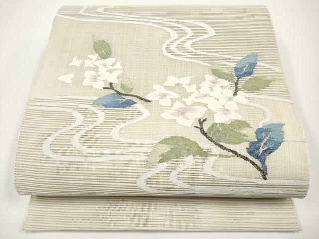 平和屋着物＊夏物 八寸名古屋帯 絽綴れ 流水枝花文 金銀糸 正絹 逸品 CABI8432tx｜平和屋