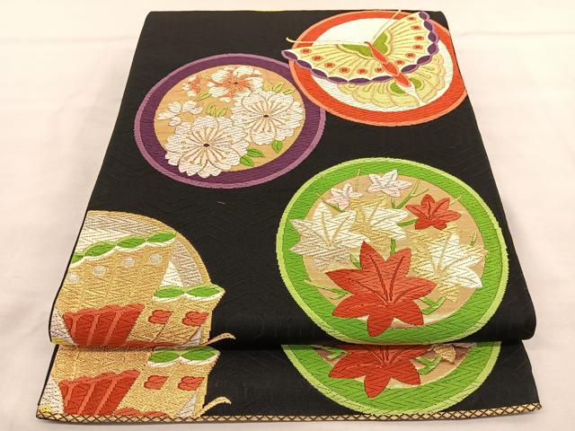 逸品 唐織 能衣唐草文 正絹六通柄袋帯 古典柄 花菱蔓唐花 金糸 訪問着 帯締付 平和屋着物○六通柄袋帯 唐織 花唐草文 金糸 正絹 逸品 CAAT8153hy