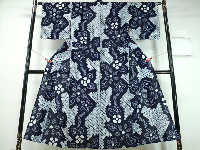 平和屋着物∴夏物 浴衣 有松鳴海絞り 枝花文 綿 逸品 CABH1530ng|平和屋
