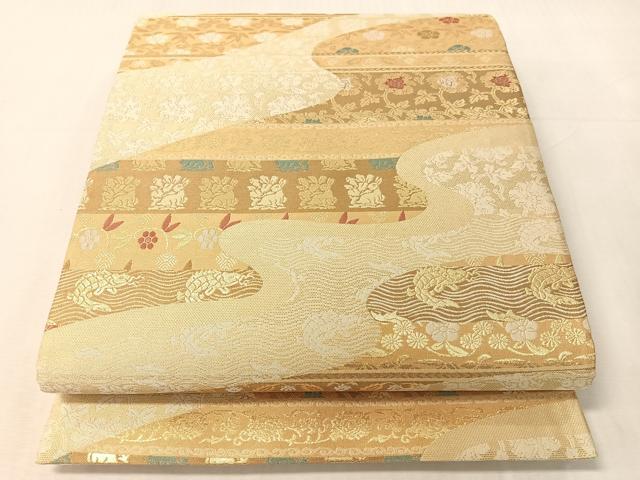 平和屋着物●六通柄袋帯　紹巴　名物裂　金糸　正絹　逸品　CABJ7356vp｜平和屋 19,500円
