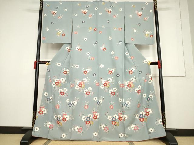平和屋着物●訪問着　型染め　舞花文　正絹　逸品　AABF3931ck｜平和屋