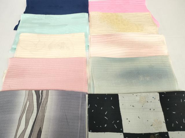 平和屋着物*夏物 和装小物 帯揚げ10枚セット 絽 縦絽 絽縮緬 霞草花地紋 桔梗 市松撫子 団扇地紋 逸品 DABH2434zzz|平和屋
