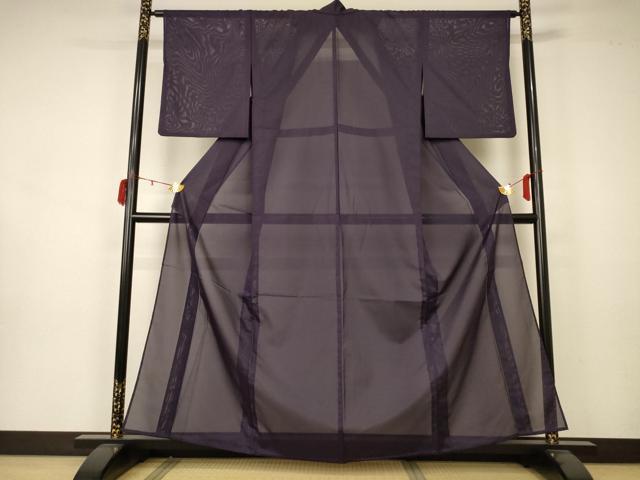 平和屋着物＊夏物 色無地 絽 紫黒色 洗える着物 AAAZ8583jd｜平和屋