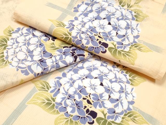 平和屋着物∴夏物 浴衣 綿紅梅 竹縞 紫陽花 逸品 CAAW1113ng