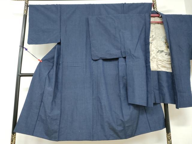長閑やかさ屋お召しもの●成人男性 紬 合奏団 長羽織 留紺色 正絹 珠玉 DABD9248ud