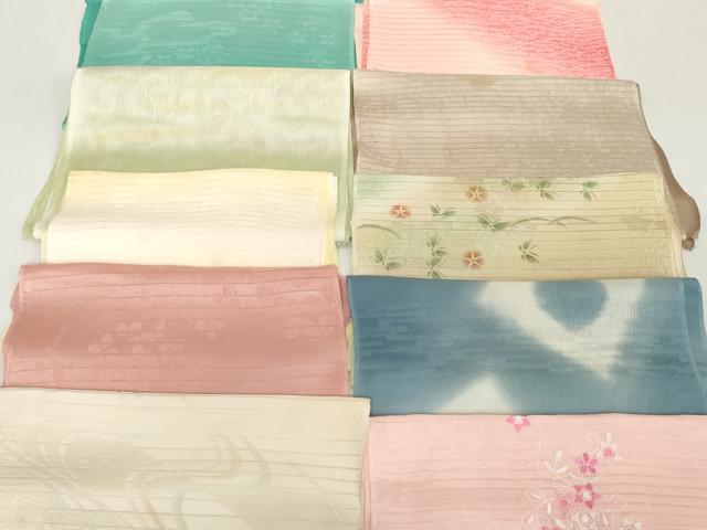 平和屋着物*夏物 和装小物 帯揚げ10枚セット 絽 縦絽 刺繍 花唐草 芝撫子 萩地紋 朝顔 蝶 逸品 DABH2436zzz|平和屋