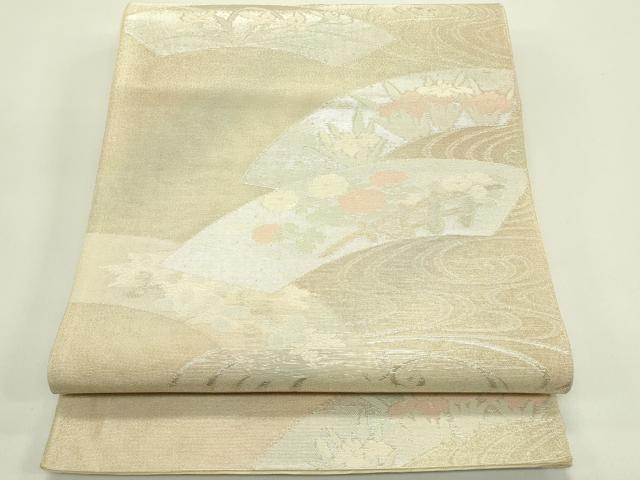 平和屋着物＊夏物 六通柄袋帯 地紙流水秋草文 銀糸 正絹 逸品 CABH5697rv｜平和屋