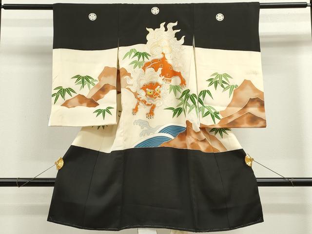 平和屋着物[]お宮参り　女の子　祝着　産着　初着　のしめ　駒刺繍　唐獅子笹文　金彩　逸品　CAAZ7039ze｜平和屋