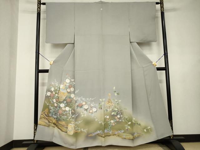 平和屋着物●豪華色留袖 駒刺繍 陶器花文 金彩 正絹 逸品 AABJ6510ck|平和屋