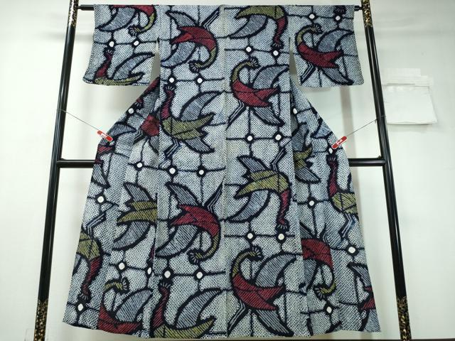 平和屋着物∴夏物 浴衣 有松鳴海絞り 孔雀文 綿 逸品 CAAY4419ng