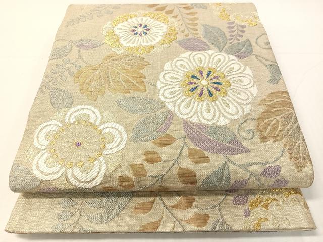 平和屋着物▽六通柄袋帯　スリーシーズン　春夏秋　草花文　金銀糸　正絹　逸品　CABH4609vp｜平和屋