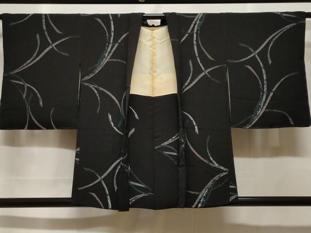 平和屋着物＃羽織　刺繍　寿光織　鬘帯花文　黒地　銀糸　正絹　逸品　未使用　CABF3934ev｜平和屋 19,240円