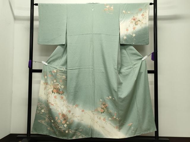平和屋着物●訪問着 流水雪輪花文 暈し染め 金彩 正絹 逸品 CABC8256gh|平和屋