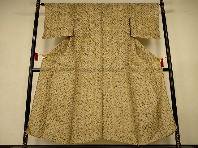 平和屋着物*夏物 小千谷ちぢみ 間道 麻 逸品 AABJ9153jd|平和屋