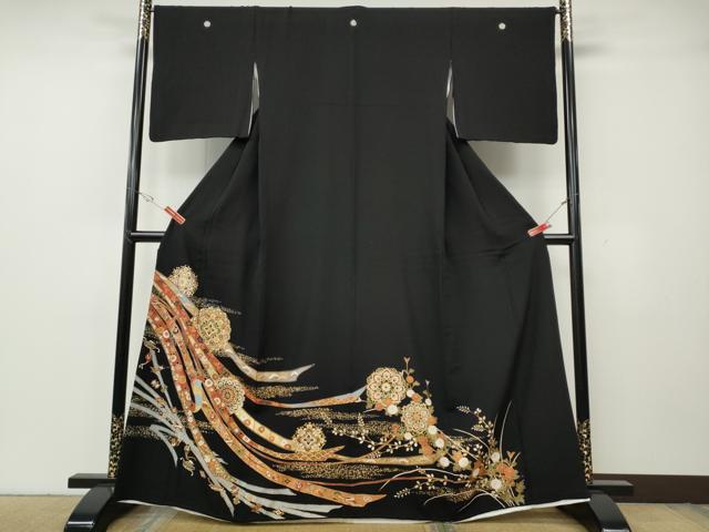 平和屋着物●豪華黒留袖 駒刺繍 熨斗正倉院宝尽くし花文 金彩 正絹 逸品 CABG5598ut|平和屋