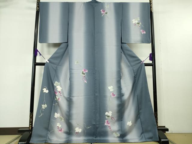 長閑やかさ屋中央局●御前上等 短い訪問着 リヴァーシブル グレープ蔦の葉 暈し染め 金彩 やまと誂製 ロング丈 珠玉 DZAB6835kh6