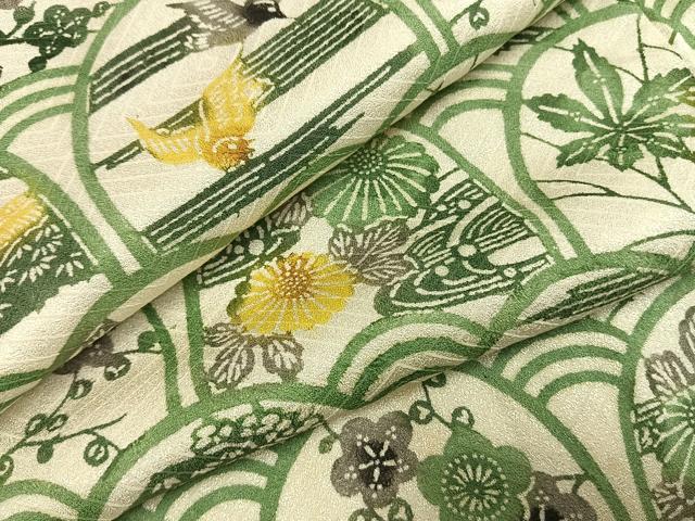平和屋着物●上質な小紋 紅型 花鳥文 暈し染め 大丸扱い 正絹 逸品 AABI8888fy|平和屋