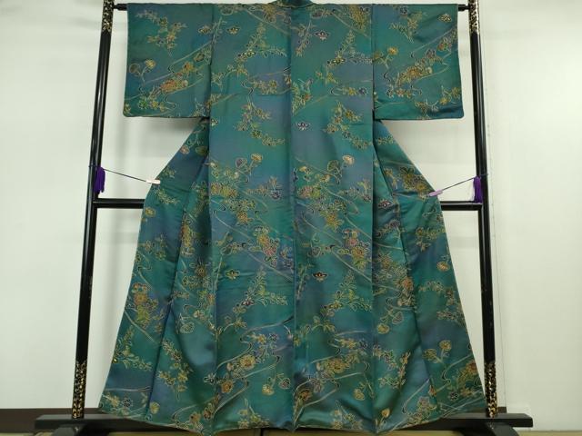 平和屋着物●極上　中国三大刺繍 スワトウ刺繍 汕頭刺繍 総刺繍 小紋 流水花文 葵 暈し染め 金糸 さが美扱い 逸品 未使用　DZAB7608kh6｜平和屋