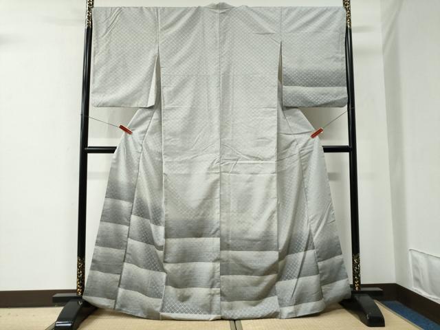 平和屋着物●訪問着 紬地 花織 横段文 正絹 逸品 CABE2809yc|平和屋