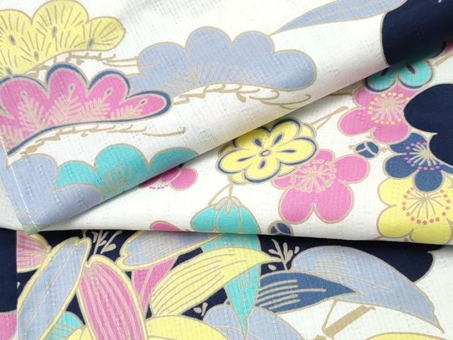 平和屋着物∴夏物 浴衣 松竹梅 綿 逸品 未使用 CABJ0044ng|平和屋