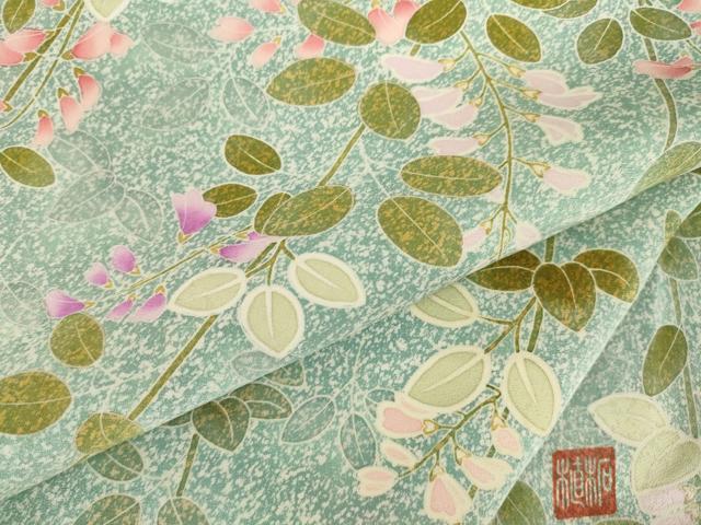 平和屋着物●京友禅 柘植秀男 小紋 草花文 鈴乃屋扱い 正絹 逸品 AABH7090ck