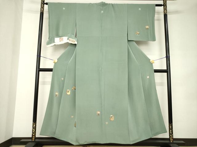 平和屋着物●人間国宝・羽田登喜男　訪問着　総刺繍　花唐草文　兎　金糸　浜ちりめん　反端付き　正絹　逸品　AABJ9277ck｜平和屋