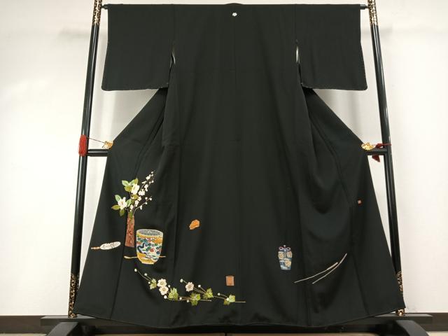 平和屋着物●豪華黒留袖 作家物 飾花文 正絹 逸品 未使用 AABI2056fy|平和屋