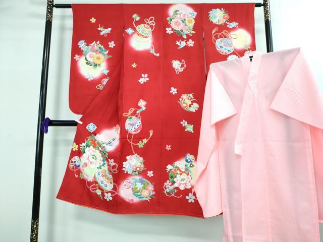 長閑やかさ屋中央局[]御前上等 七五三 お嬢さん 7歳 祝着・下着類書き割り 宝尽くし 花鈴 暈し染め 金彩 珠玉 新品 DZAB2187kh6