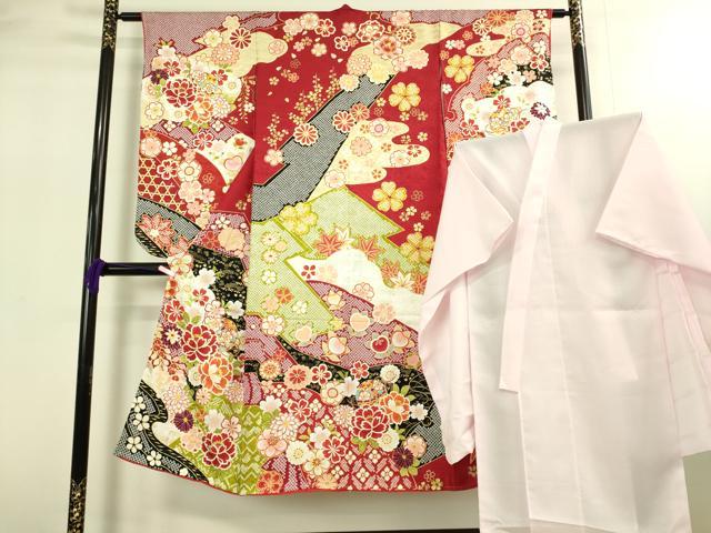 長閑やかさ屋中央局[]御前上等 七五三 御姉さん 7歳 祝着・肌付き仕掛ける 駒刺しゅう 花毬文 金彩 珠玉 新品 DZAB2189kh6