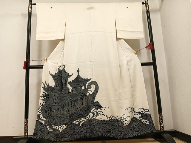 平和屋着物●豪華色留袖　人物立波風景文　銀彩　正絹　逸品　AABI8595ph｜平和屋