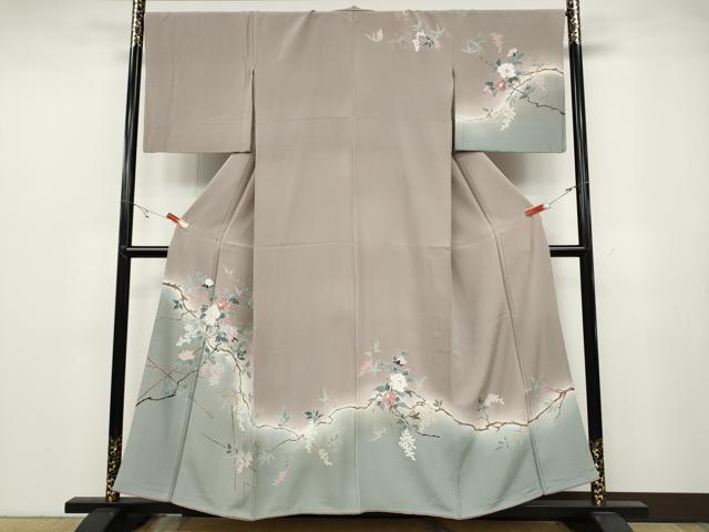 平和屋着物●訪問着　刺繍　枝花文　暈し染め　金彩　正絹　逸品　CABB6322ut｜平和屋