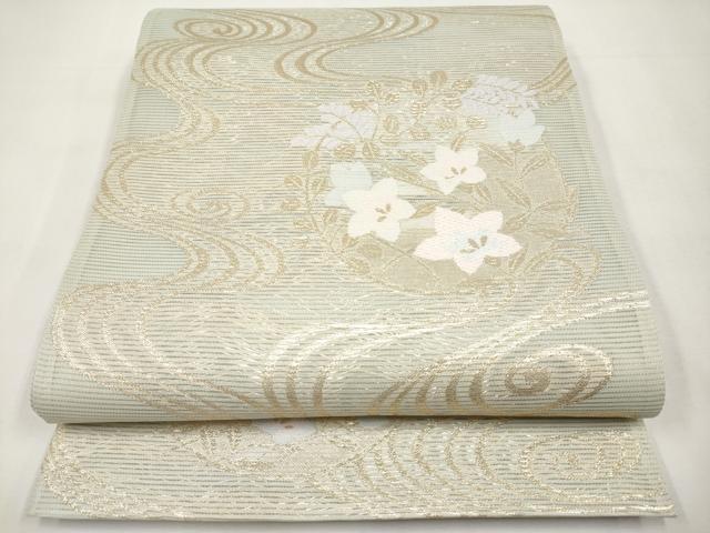 平和屋着物＊夏物　六通柄袋帯　流水花丸文　金糸　正絹　逸品　CABK1797tx｜平和屋