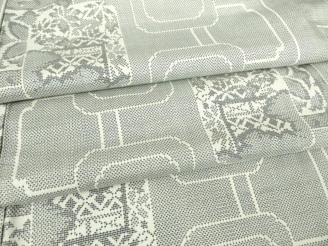 平和屋着物●本場大島紬　白大島　７マルキ　色紙重ね風景文　正絹　逸品　DABA4839az｜平和屋