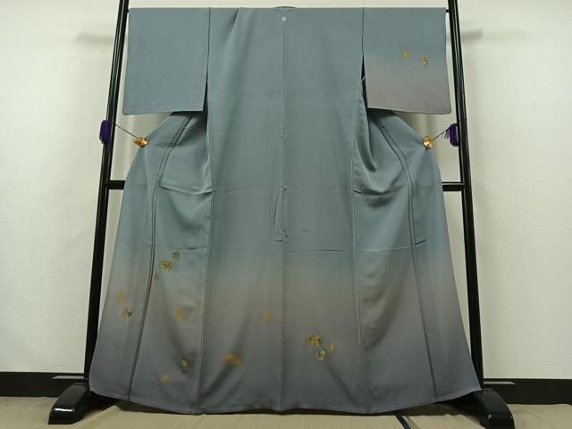 平和屋着物▽訪問着 単衣 刺繍 花鳥文 暈し染め 金彩 金銀糸 正絹 逸品