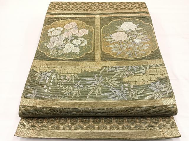 平和屋着物＊夏物　六通柄袋帯　障絵文様　金糸　正絹　逸品　BAAX7910hv｜平和屋