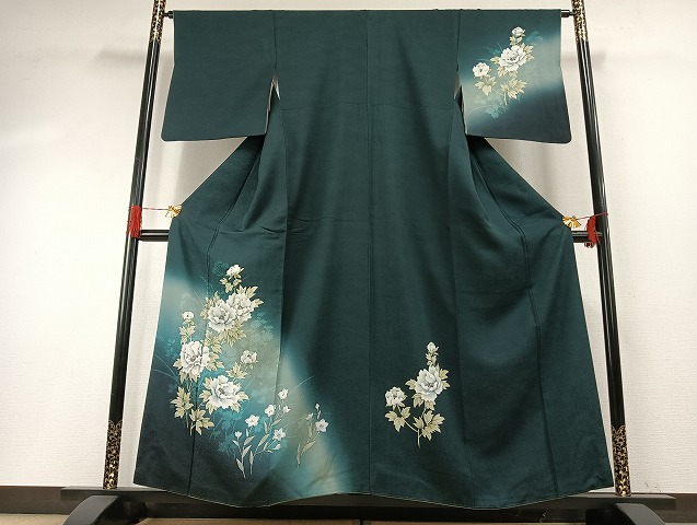 長閑やかさ屋御召しもの●短い訪問着 被子植物文 暈し染め 現ナマ彩 正絹 珠玉 AABH4902fy