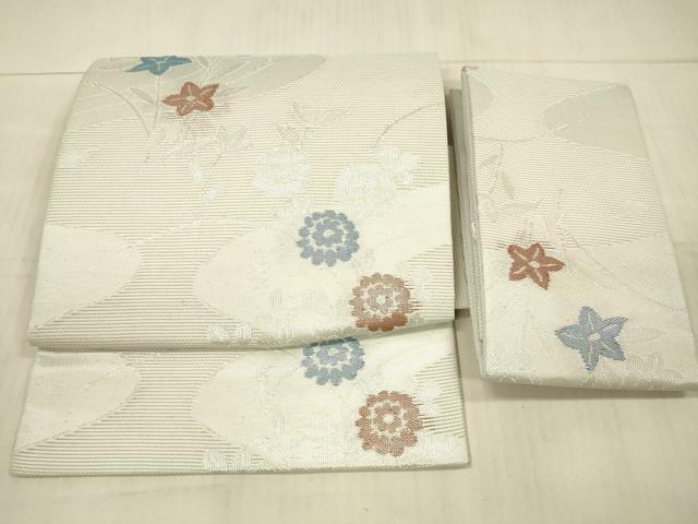 平和屋着物＊夏物 つけ帯 流水草花文 銀糸 DAAY8007cm｜平和屋